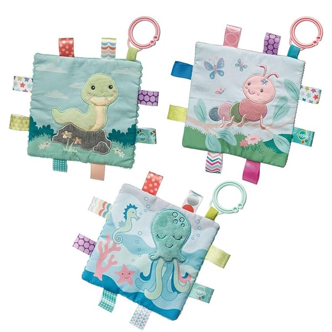 Taggies Crinkle Me Toy with Baby Paper & Squeaker with Sensory Tags, 6 x 6-inches, Sniggles Snake