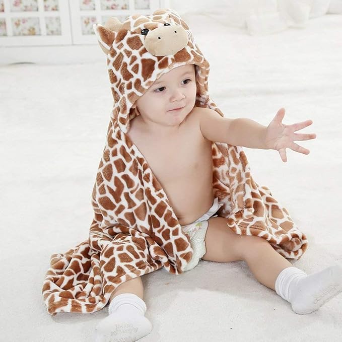 Vauwmsr Baby Hooded Blanket Ultra Soft Warm Newborn Infant Swaddle Wrap Bath Shower Towel, 25.6" x 39.4", Brown