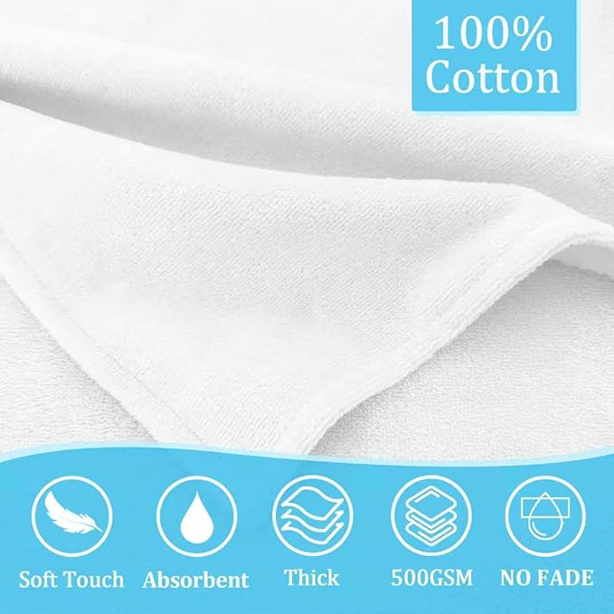 VOOVA & MOVAS Cute Elephant Ears Large Hooded Towel for Baby – 100% Cotton, 420GSM, Thick & Super Absorbent – 33" x 31.5", for 0–18 Months – Newborn, Toddler, Infant Bath Towel, Baby Essentials，White
