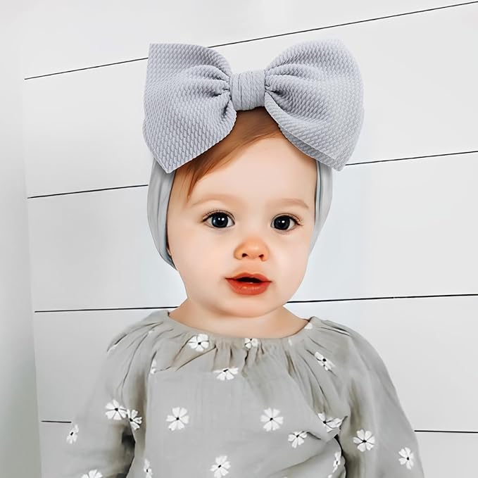 Hairband for Girls Baby - 3 Pack Black with Bows Elastics Headbands Oversized Head Wraps Infant Toddlers Kids