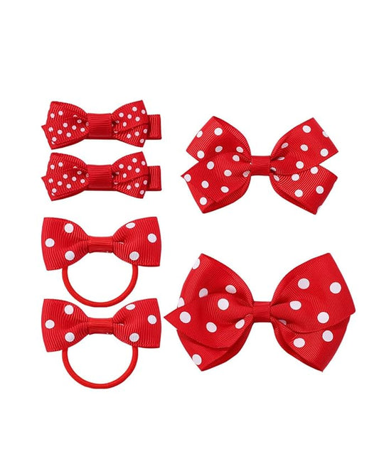 Hair Clips with Polka Dot Bows for Baby Girls - Barrettes and Pins BBG54 (B2-Red)