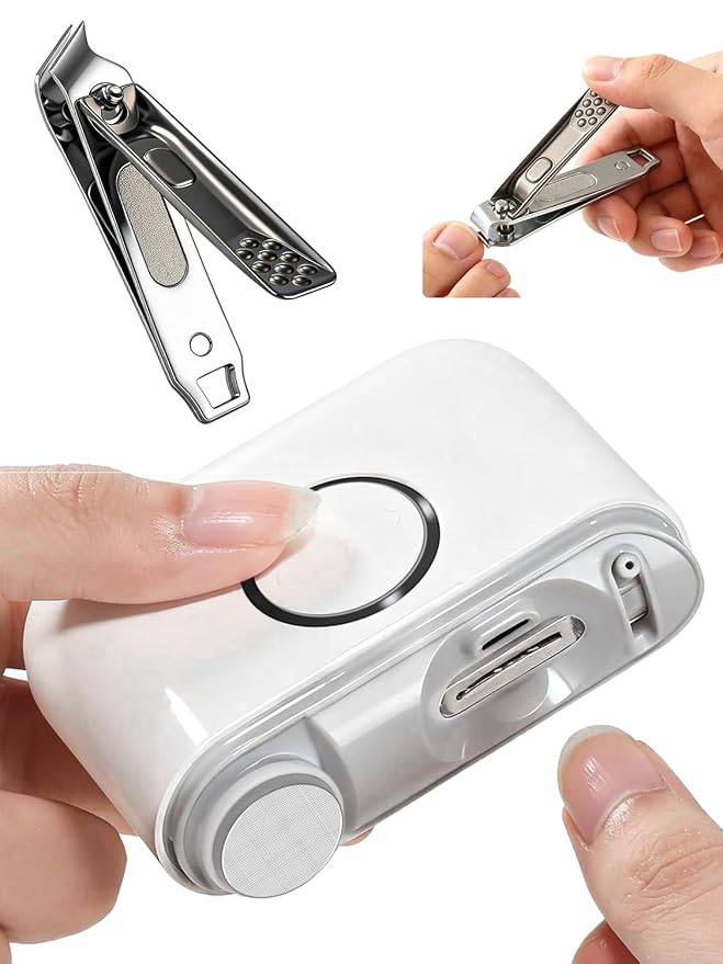 ONEDONE Electric Nail Clipper - 3-in-1 Rechargeable Baby Nail Trimmer Electric Nail File with Dual Blades 3 Speeds Fingernail Grinder Safe for Baby Women Seniors w/Ingrown Toenail Clippers