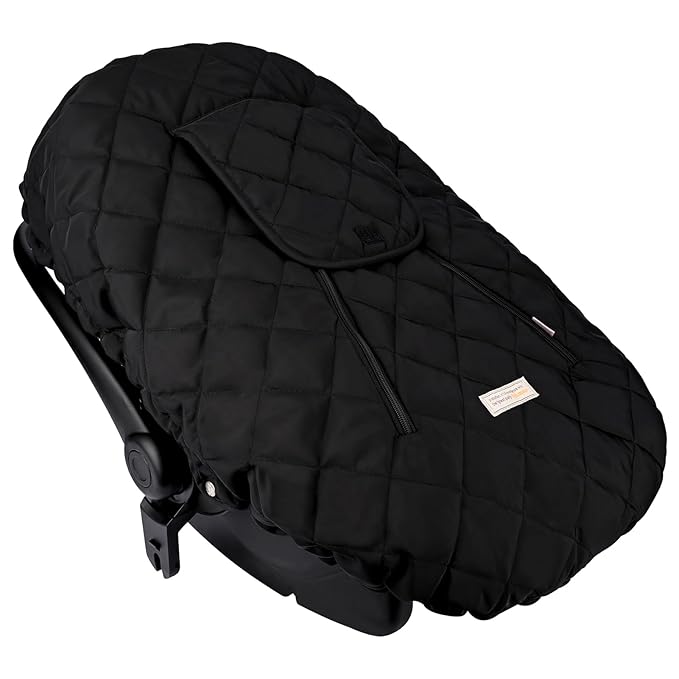Bebamour Car Seat Cover for Babies Winter - Baby Car Seat Covers Universal Cold Weather Shield,Warm and Cozy Carseat Covers (Black)