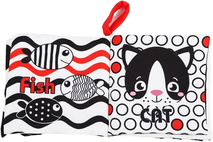 Bebe Mondo High Contrast Baby Book, Newborn Toys 0-3 Months,Black and White Crinkle Books for Babies,Soft Sensory Infant Toys 0-6-12 Months,Stroller Toy for Vision Development,Shower Gift for Boy Girl