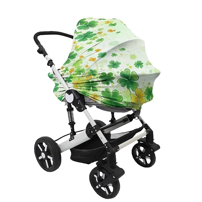 Binienty Nursing Cover for Newborn Breastfeeding - St. Patrick's Day Leaf Print Baby Car Seat Cover for Boys Girls Women's Mom's Nursing Scarf for All-Season Use