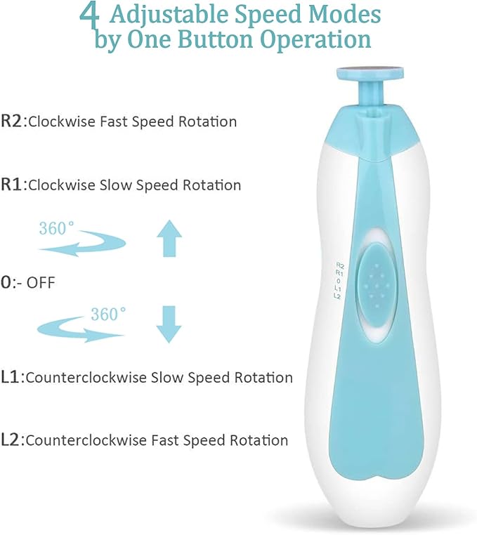 Baby Nail File Clippers Electric: Baby Nail Trimmer Electric Kit Fingernails Toes Care Manicure 6-in-1 Set with LED Light Safe for Newborn Kids and Adult