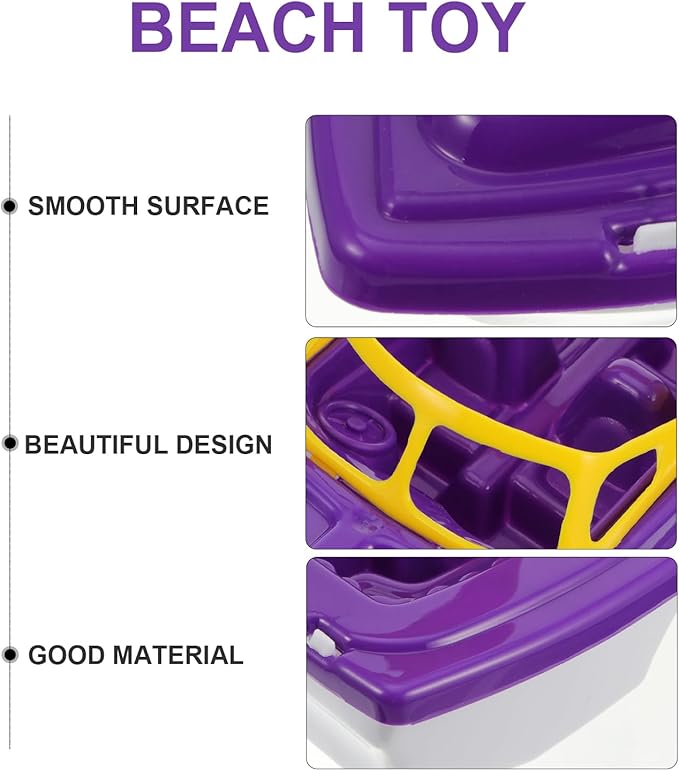 Floating Toy Boat for Bathtub & Pool - 11" Plastic Toddler Tub Toy with Non-Scratch Color Learning Sensory Water Play for Kids Babies, No Batteries (Purple)