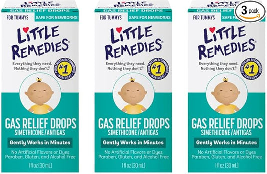 Little Remedies Gas Relief Drops, Natural Berry Flavor, Safe for Newborns 1.0 Fl Oz (Pack of 3)