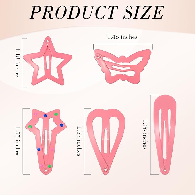 obeoby 82 Pcs Colorful Hair Clips for Girls, 5 Shapes Cute Metal Snap Hair Clips Heart Star Butterfly Barrettes for Kids Baby Toddlers Accessories Daughter Birthday Gifts Graduation