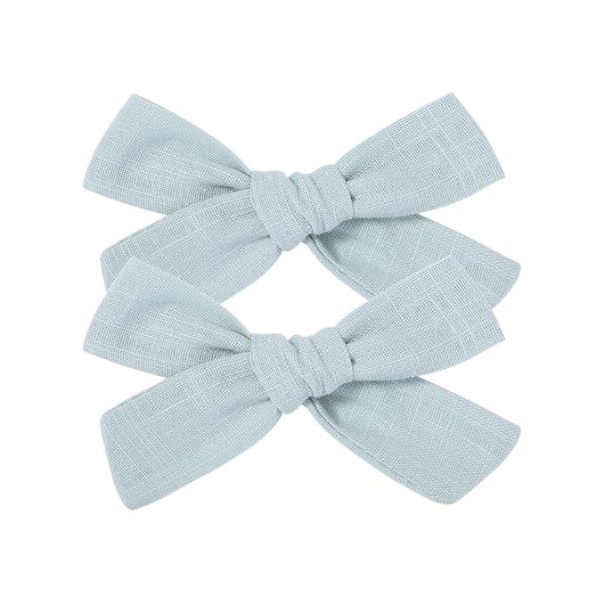3.2 Inch Linen Baby Girl Hair Clips, Hair Bows for Toddler Kids, Alligator Clip Hair Accessories for Babies, Light Green