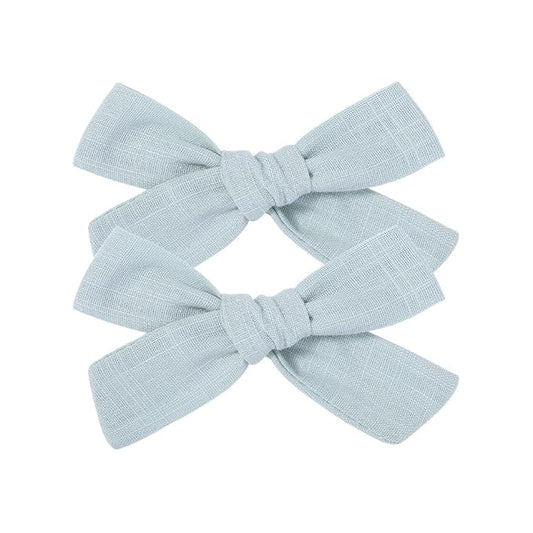 3.2 Inch Linen Baby Girl Hair Clips, Hair Bows for Toddler Kids, Alligator Clip Hair Accessories for Babies, Light Green