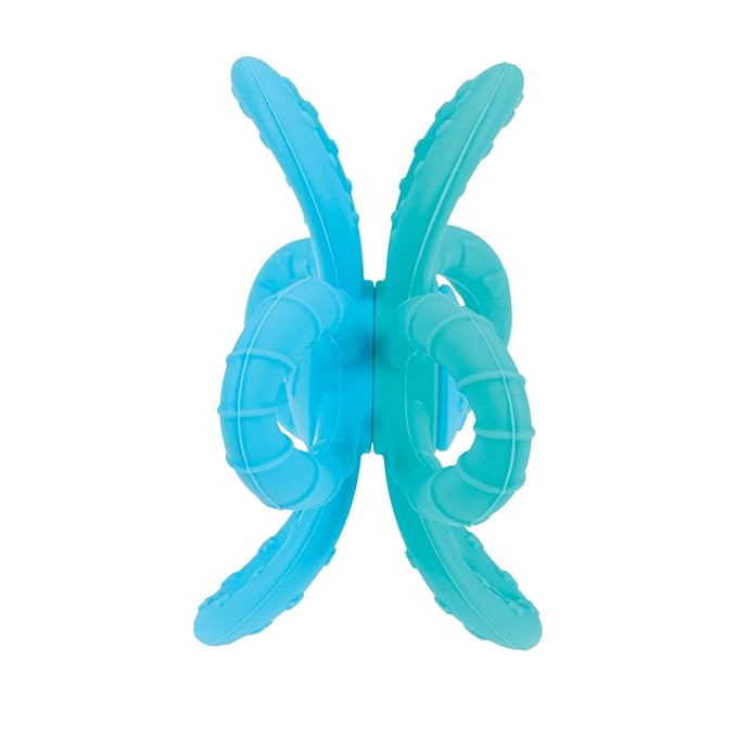 Nuby Fun Loops Teether - Flower-Shaped Infant Teething Toy for Babies - 3+ Months - Blue and Aqua - Easter Basket Stuffer