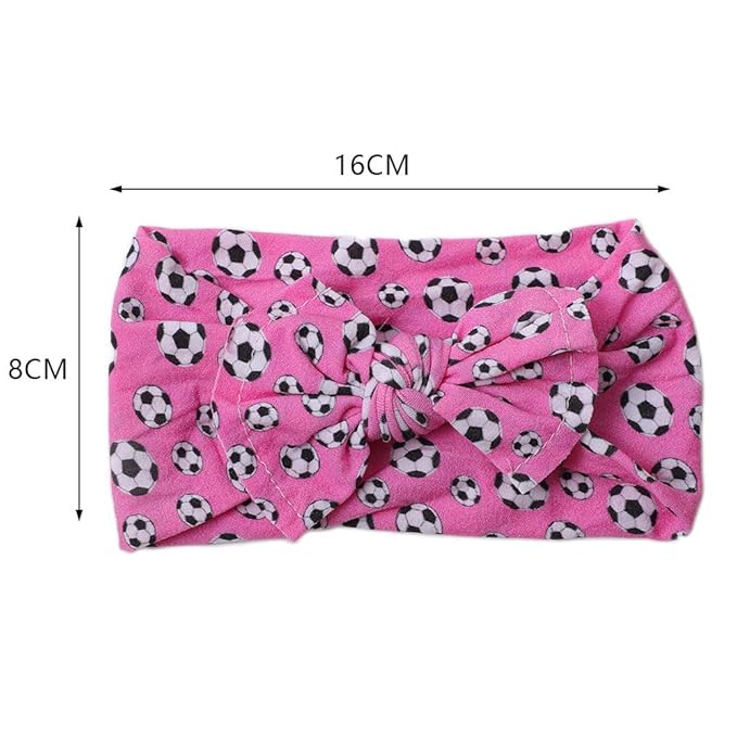 BBTDIN Baby Girls Soccer Headband Turban Infant Football Hairband Bowknot Newborn Soccer Bow Headwarp BTB10 (A3)