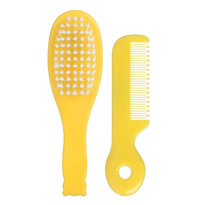 Infant Hair Brush Portable Compact Hair Brushes Caps Hair Comb Kids Bath Soothing Brush For Child Sensitive Skin, Yellow