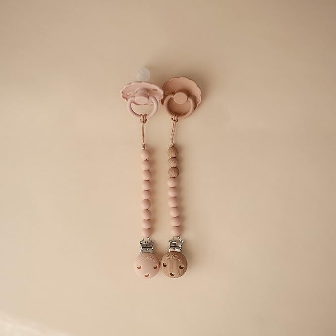 mushie 100% Silicone Baby Pacifier Clip BPA Free | Hera (Blush)