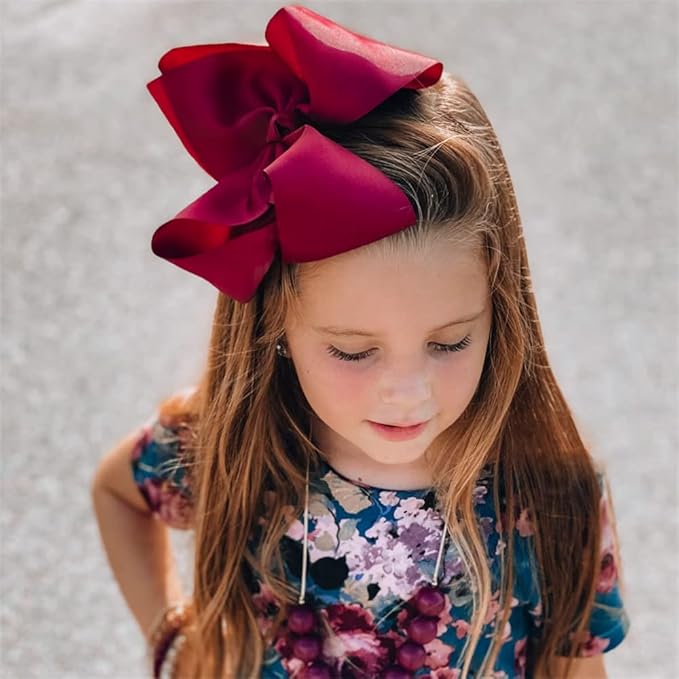 24 Colors Jumbo 8 inch Hair Bow Clips for Little Girls Grosgrain Ribbon Bow Alligator Hair Clip Baby Girl Teens Women Hair Accessories (24 pcs/8 Inch)