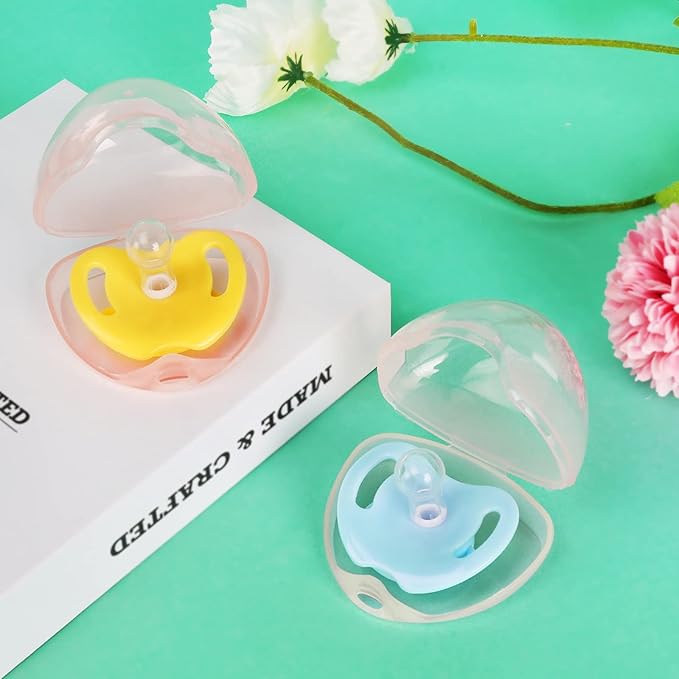 Accmor Pacifier Case, Pacifier Holder Case, Pacifier Container for Travel, BPA Free,Transparent Pink, 4 Pack