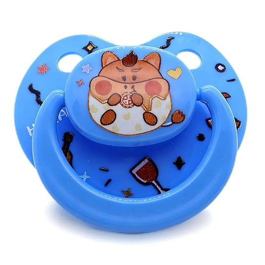 Adult Sized Pacifier Adorable Blue Capybara Cute Printed with Case Reusable Storage Box Pacifier Clips