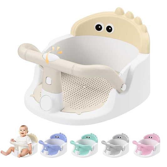 Baby Bath Seat for Babies 6 Months & Up Sitting Up | 360° Stable Toddler Bath Chair with One-Touch Button | Baby Bath Tub Seat with Suction Cups | Open Design, Compact, Detachable, Non-Slip(Yellow)