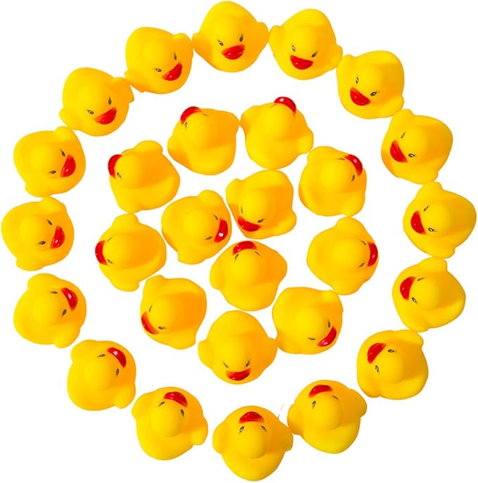 31-Pieces Float & Squeak Mini Rubber Duck Baby Bath Ducky Sound ShowerToys for Kids Celebrate The Joy of The Children