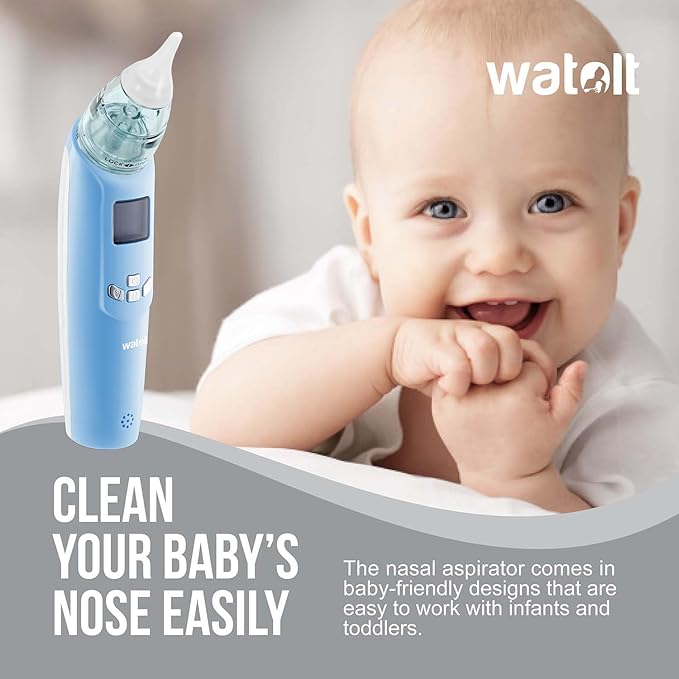 Watolt Baby Nasal Aspirator - Electric Nose Suction for Baby - Automatic Booger Sucker for Infants - Battery Powered Snot Mucus Remover for Kids Toddlers