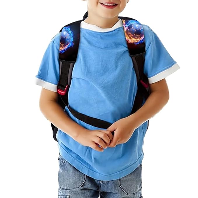 Biyejit Flame Soccer Car Seat Belt Cover Pad, Car Safety Seat Belt Strap Shoulder Pad for Adults and Children, Suitable for Car Seat Belt, Backpack, Shoulder Bag, Set of 2