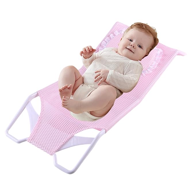 Bathroom Shower Support Seat Pad 58x28x4.2 Cm Baby Bath Support Net PP and Mesh Adjustable Antiskid Bathing Net Cushion Comfortable Soft Cushion for 0-6 Months Old Toddler Girls