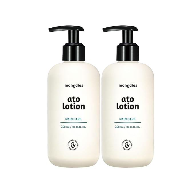 Mongdies Baby Ato Lotion | Vegan Daily Moisturizer for Newborns & Kids | 6-Layer Ceramide & Mineral-Rich Glacier Water | pH Balanced, Non-Greasy Relief for Sensitive Skin | 10.14 fl. oz | 2 Pack