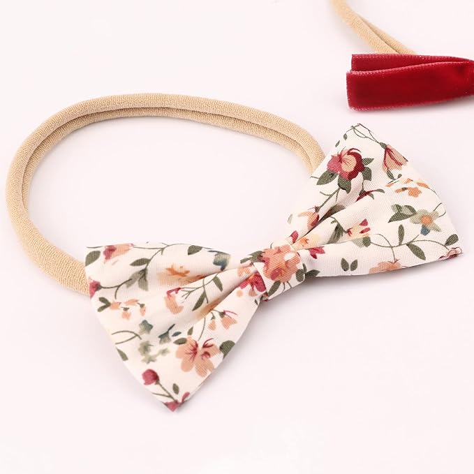 BQUBO Baby Girl Headbands with Bows Nylon Hairbands Handmade Hair Accessories for Newborn Infant Toddlers 10 Pack