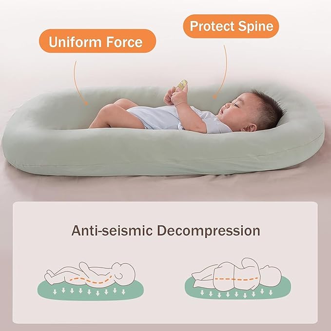 Baby Lounger for Newborn Babies 0-18 Months, Bionic Organic Lounger for Baby, Soft Cotton Breathable Infant Floor Seats & Loungers