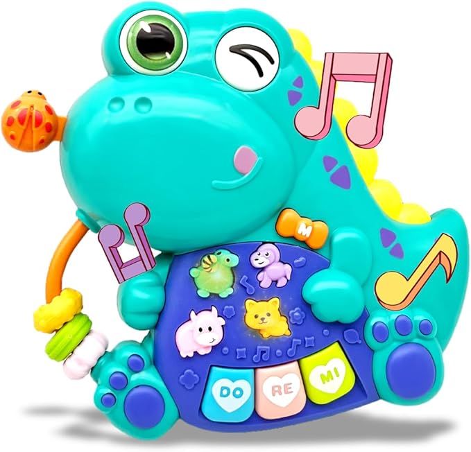 Baby Musical Toys for 1 Year Old Boys and Girls, Piano Keyboard Light Up Musical Toys for Toddlers 1-3 , Early Learning Educational Infant Toys Gifts for 12-18 Months (Dinosaur)