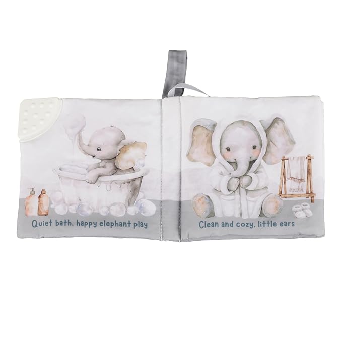 Ali+Oli Baby Cloth Book – Soft Sensory Crinkle Book with Teether for Infants 0-12 Months – Early Learning Touch & Feel Tummy Time Toy – Newborn Shower Gift for Boys & Girls - Bubble Bath