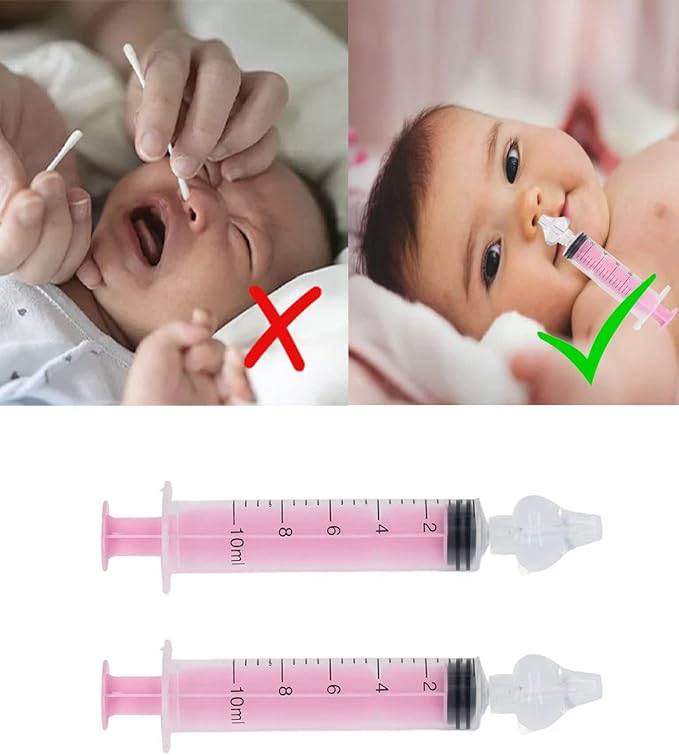 Nasal Irrigator for Baby,10ml Baby Nasal Syringe Irrigator Portable Infant Noses Cleaner Nasal Irrigation Nose Aspirator for Babys Nasal Wash Nasals Cleaner Babys Nose Rinse 2pcs (Pink)