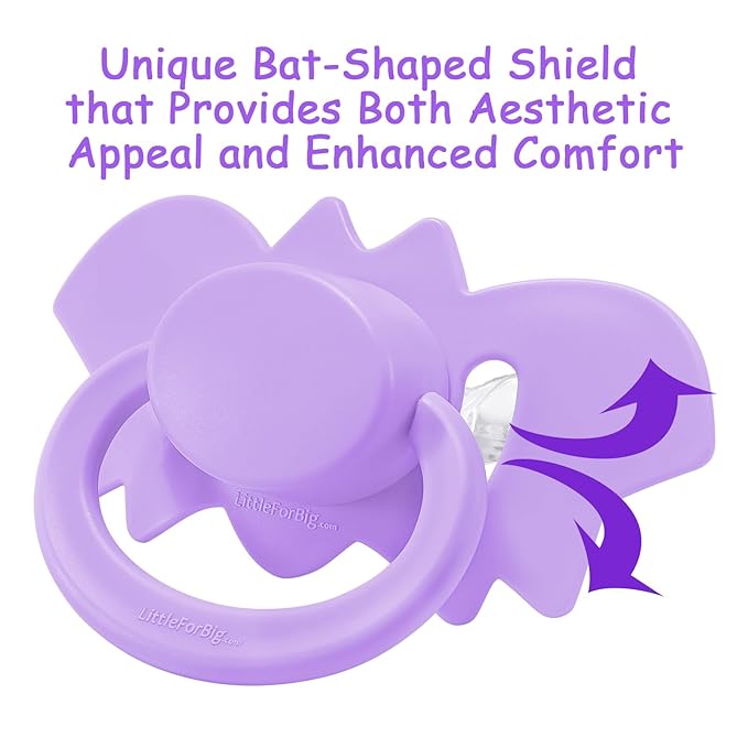 LittleForBig Bigshield Generation-II Adult Sized Pacifier - Baby Bat Pacifier Purple