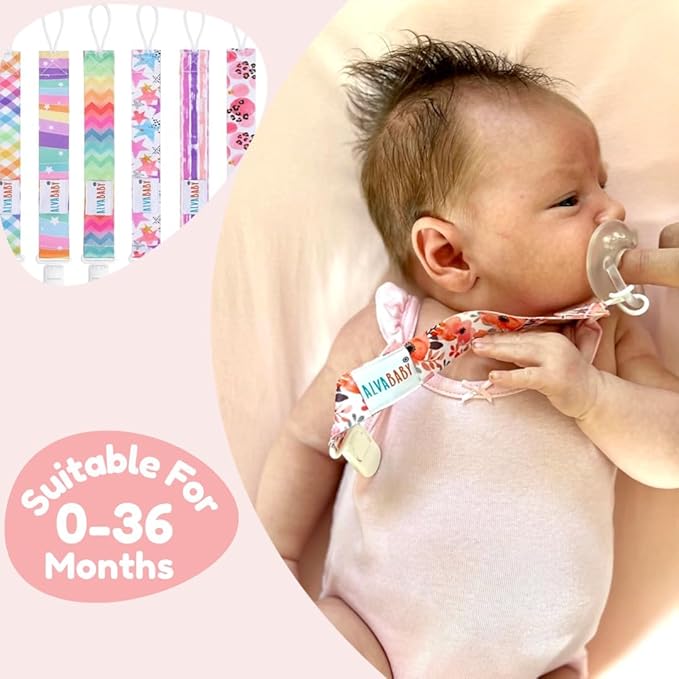 ALVABABY Baby Pacifier Clips Paci Universal Holder Leash Pacifier Clip Binky Holder for Teether Soothie 6 Pack 6DBP06