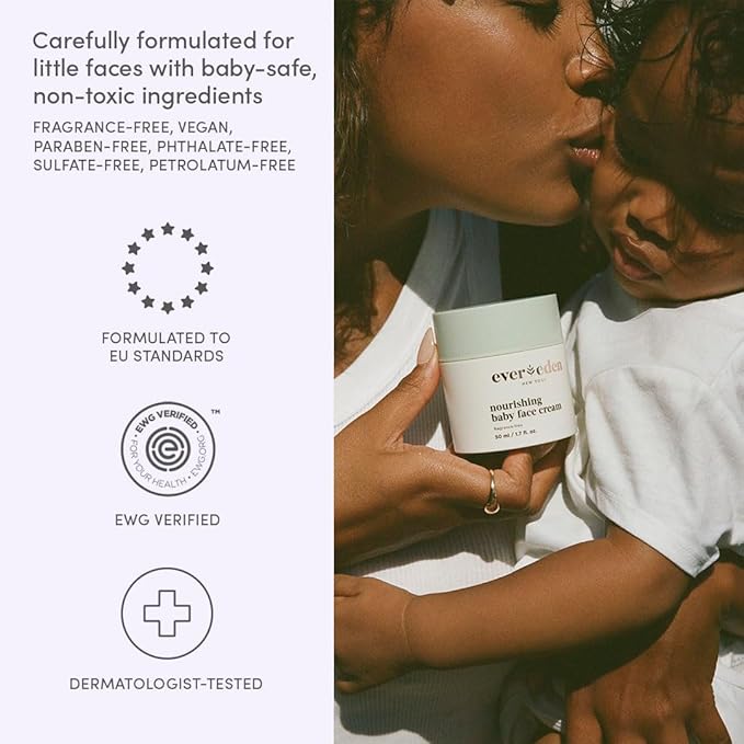 Evereden Healing Eczema Treatment, 1.7 fl oz & Nourishing Baby Face Cream 1.7 oz.| Fragrance Free Eczema Cream for Babies, Kids, and Adults | Non-Greasy Baby Moisturizing Cream | Clean Ingredients