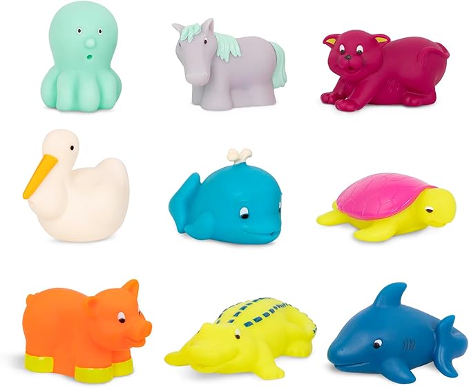 B. toys – Animal Bath Squirts – 9 Water Squirts – Baby Bath Toys for Babies – 10+ Months – Squish & Splash – Horse, Crocodile & More