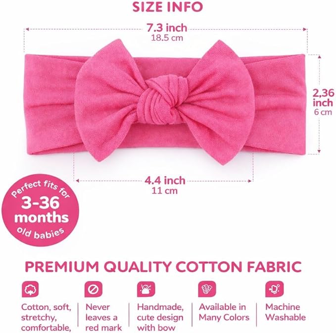 Baby Girl Headbands-Infant,Toddler Cotton Handmade Hairbands with Bows Child Hair Accessories