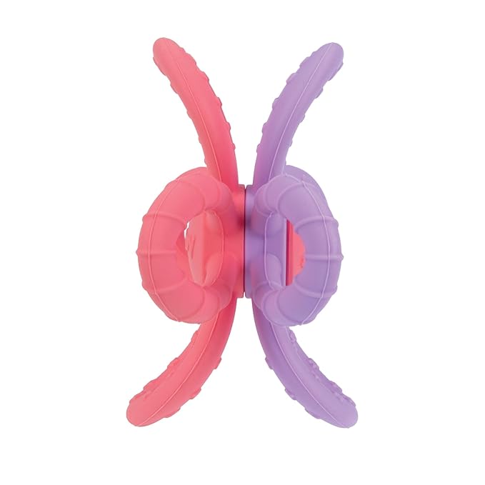 Nuby Fun Loops Teether - Flower-Shaped Infant Teething Toy for Babies - 3+ Months - Pink and Purple - Easter Basket Stuffer