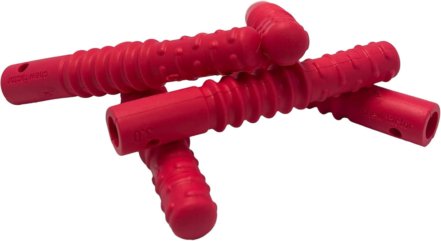 Tube Zilla® Clip-On Sensory Chew Toy – Tough Textured Chewable for Autism, ADHD, Oral Sensory Needs, Special Needs, and Anxiety – Junior and Regular Sizes – Ages 3+ (Red, Junior)