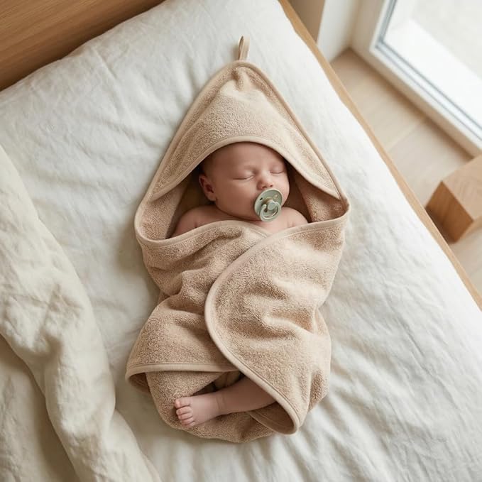 Hooded Baby Towels - 100% Organic Cotton Baby Bath Towels – Baby Towels, Baby Bath Towels for Baby Boy, Baby Girl, 32" x 32" Super-Soft and Absorbent Baby Towels for Newborn (Fog)