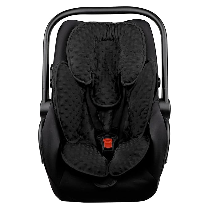 2-in-1 Baby Carseat Head Support, Infant Car Seat Insert for Girls Boys, Soft Babies Neck Support and Body Cushion for Stroller, Baby Swing, Bouncer (Black)