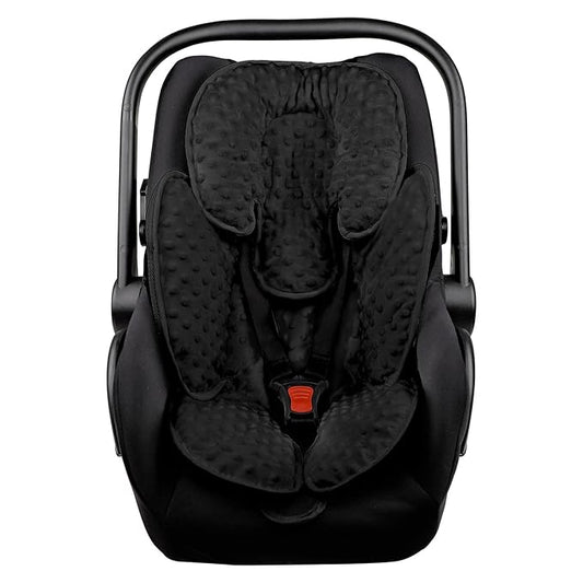 2-in-1 Baby Carseat Head Support, Infant Car Seat Insert for Girls Boys, Soft Babies Neck Support and Body Cushion for Stroller, Baby Swing, Bouncer (Black)
