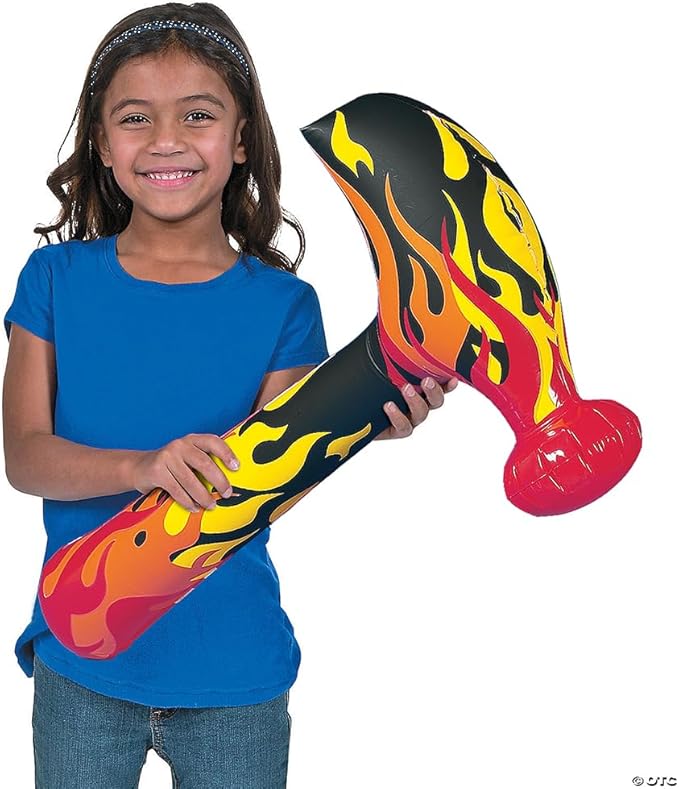 Fun Express Inflatable Flaming Hammers, 32", 12 Pieces, Great for Pool Parties and Birthdays Decorations