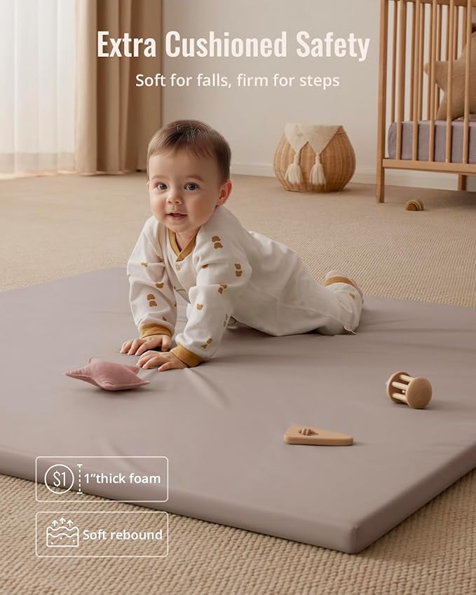 Blissful Diary 50x50 Playpen Mat+50x50 Vegan Leather Baby Play Mat