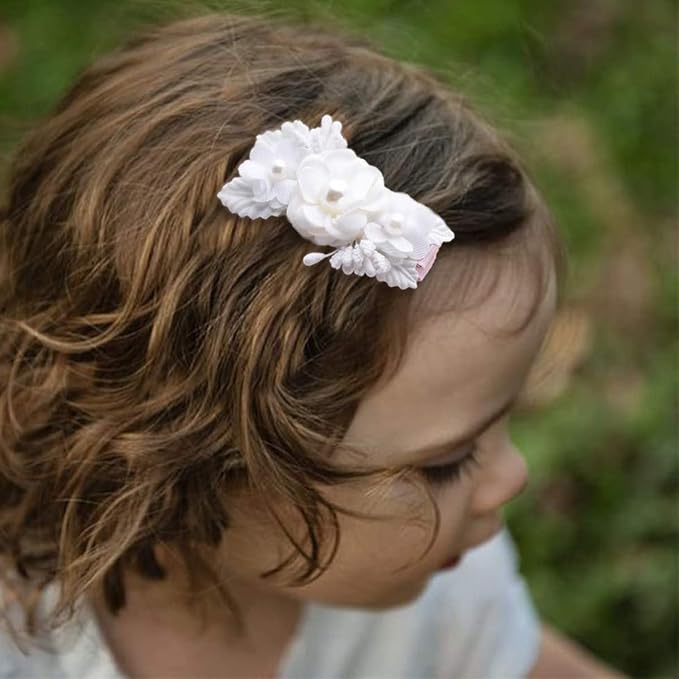Flower Hair Clips Set for Baby Girl Lightweight Floral Hair Bow Accessories with Boutique Fully Lined Alligator Clip for Toddler Teens Gifts (AF)