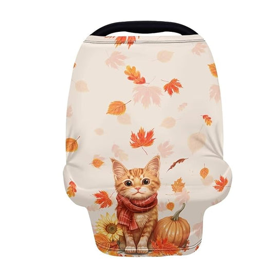 AFPANQZ Maple Cat Nursing Cover Breastfeeding Covers Stretchy Babies Car Seat Cover Gender Neutral Soft Breathable Infant Carseat Canopy Shopping Cart Stroller Canopy for Baby