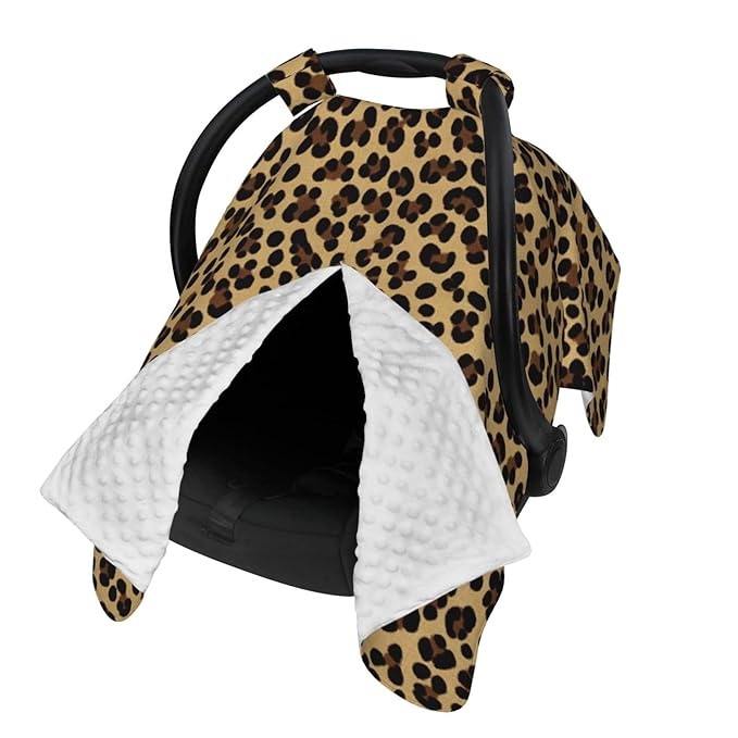KiuLoam Animal Leopard Cheetah Print Baby Car Seat Canopy, Nursing Cover Breastfeeding Scarf, Stretchy Soft Breathable Infant Carseat Cover for Babies Boys Girls