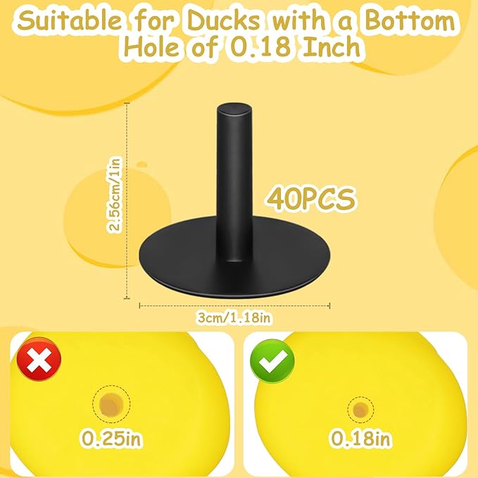 CANIPHA 40pc Plastic Duck Display, Fixed Mount, Self-Adhesive, Gift for Car Lovers, Black