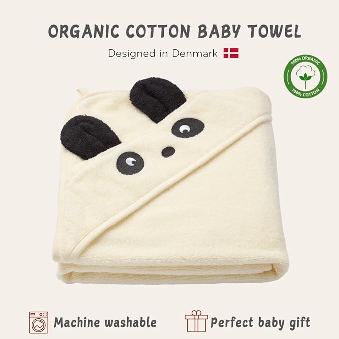 Hooded Baby Towel - 100% Organic Cotton Baby Bath Towels – Baby Towels, Baby Bath Towels for Baby Boy, Baby Girl, 32" x 32" Super-Soft and Absorbent Baby Towels for Newborn (Panda)